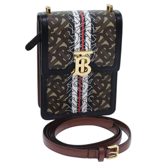 BURBERRY Shoulder Bag PVC Leather Brown Auth 70330AV - Picture 1 of 15